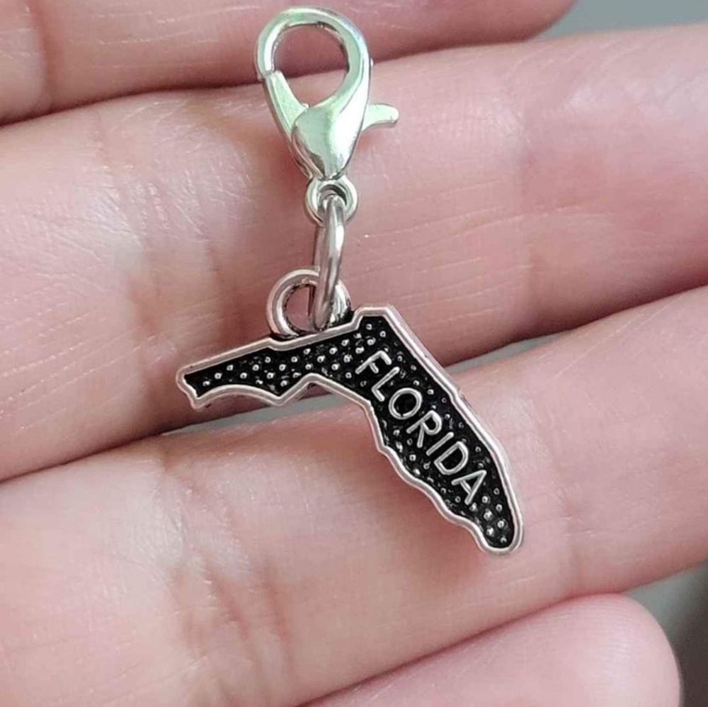 Clip On Florida map charms planner bracelet zipper dreadlocks